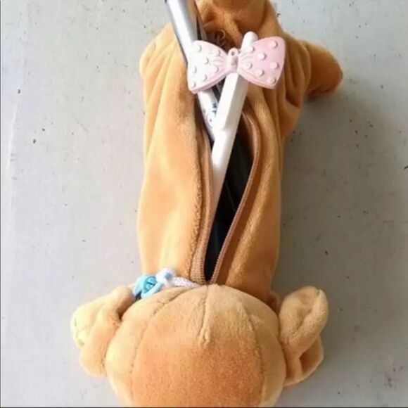 🔥🔥SALE🔥🔥🐾🐾ADORABLE Plush Puppy Pencil Pouch-Grey and White - Picture 3 of 6